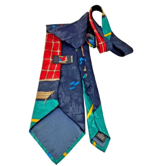 Vintage Mickey Unlimited Disney Necktie Tie Blue Goofy Playing Basketball Mens - Picture 3 of 8